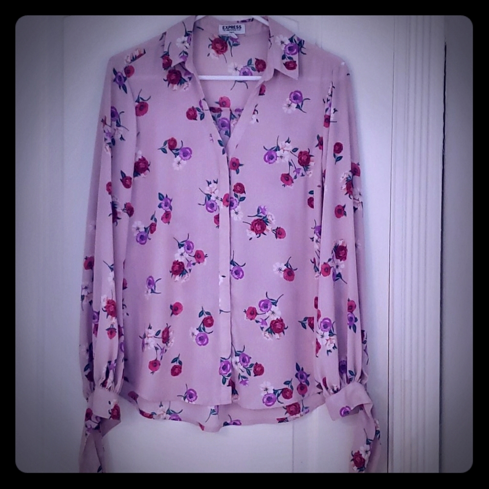 Express pink floral button down